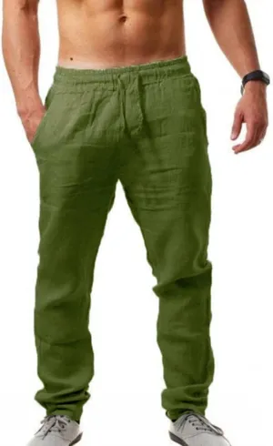 Linen Pants for Men Yoga Loose Fit Casual Elastic Waist Drawstring Baggy Trousers Summer Beach Pant with Pockets