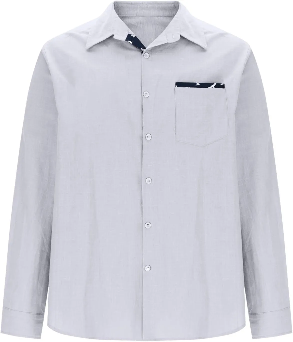 Long Sleeve Cotton Shirts for Men Button Down Mens Casual Untucked Stretch Wrinkle-Free Dress Shirt with Chest Pocket