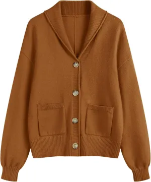LUYAA Women's Cardigan Sweaters 2024 Oversized Open Front Button V Neck Lightweight Cardigans Outerwear