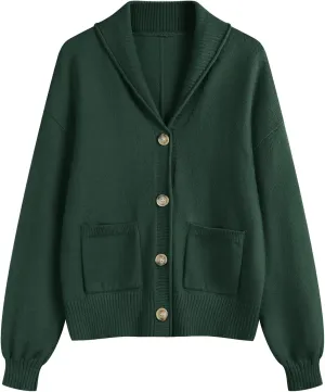 LUYAA Women's Cardigan Sweaters 2024 Oversized Open Front Button V Neck Lightweight Cardigans Outerwear