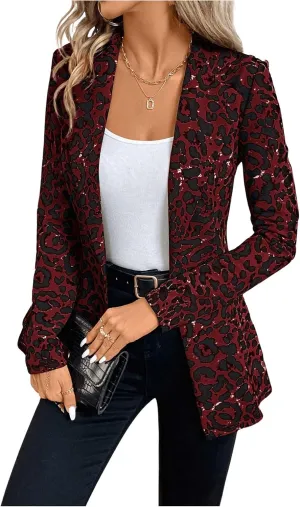MakeMeChic Women's Houndstooth Blazer Jacket Button Down Long Sleeve Work Casual Blazer