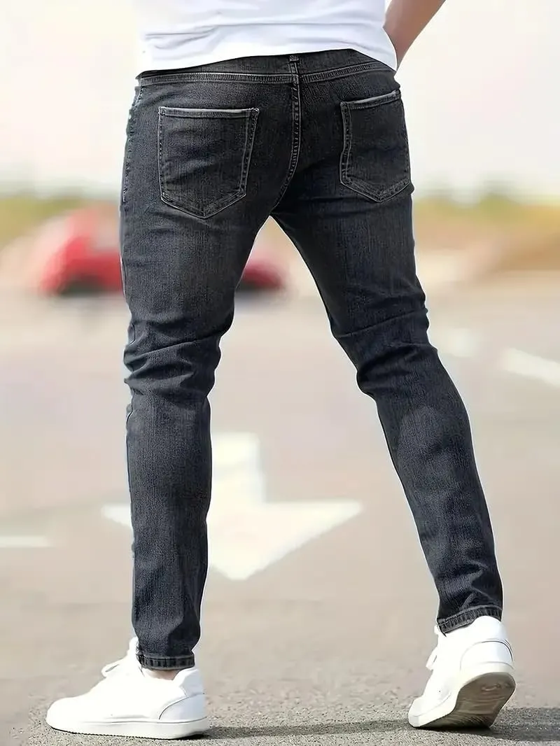 Men's Ripped Pants Skinny Jeans Stretchy Slim Fit Jeans Pants for Men Casual Loose Summer Trousers