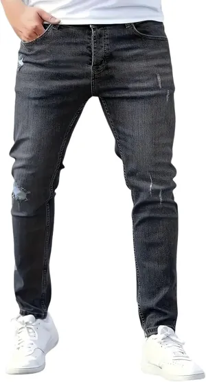 Men's Ripped Pants Skinny Jeans Stretchy Slim Fit Jeans Pants for Men Casual Loose Summer Trousers