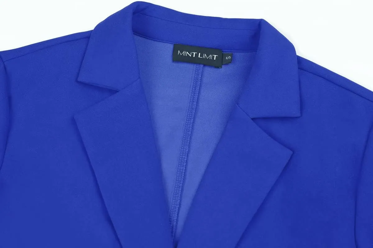 MINTLIMIT Women's 3/4 Sleeve Blazers One Button Work Office Blazer with Pockets
