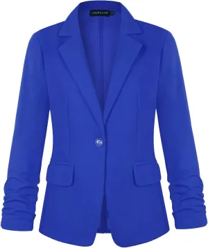 MINTLIMIT Women's 3/4 Sleeve Blazers One Button Work Office Blazer with Pockets