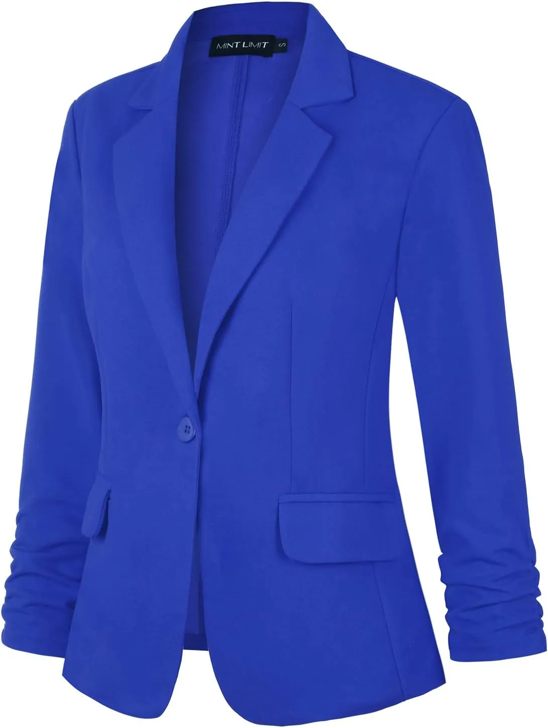 MINTLIMIT Women's 3/4 Sleeve Blazers One Button Work Office Blazer with Pockets