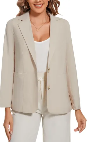 MINTLIMIT Womens Casual Linen Cotton Blazers Long Sleeve Button Front Notch Lapel Work Office Blazer Jackets with Pockets
