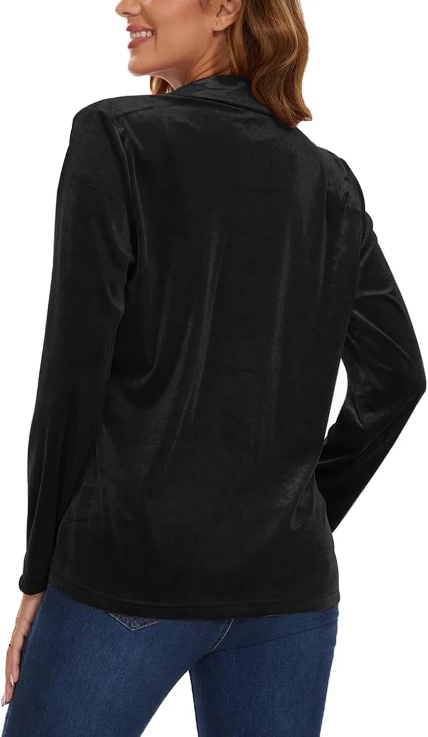 MINTLIMIT Women's Velvet Blazer Notched Lapel Two Button Blazers Jacket Coat with Pockets