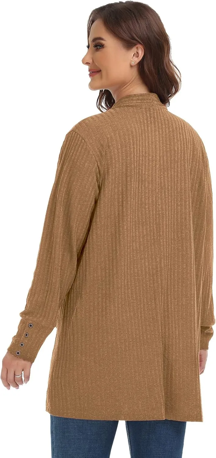 MONNURO Plus Size Open Front Cardigan Sweaters for Women Lightweight Long Sleeve Fall Coat with Pockets