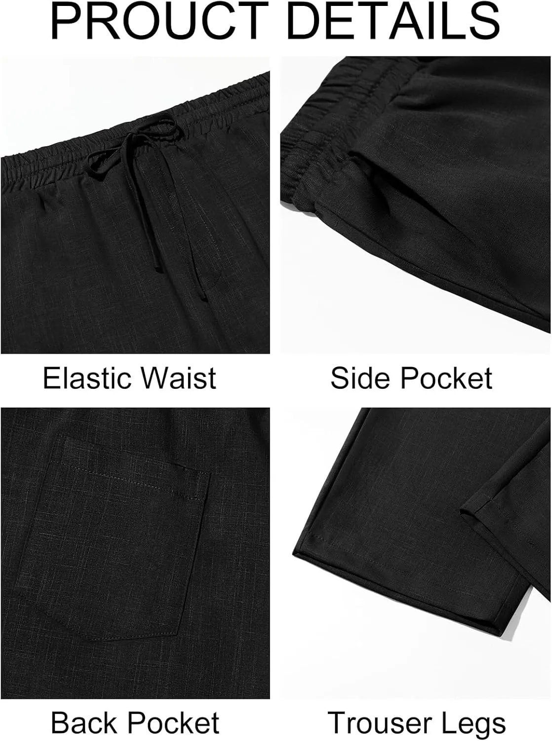 Runcati Mens Casual Pants Drawstring Elastic Waist Lightweight Cropped Linen Pants Summer Yoga Beach Trousers