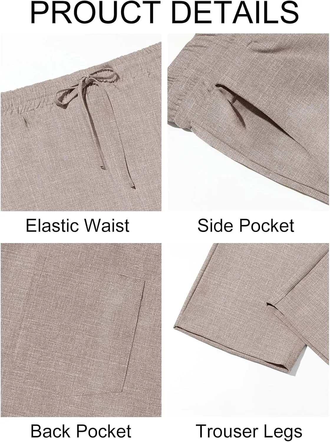 Runcati Mens Casual Pants Drawstring Elastic Waist Lightweight Cropped Linen Pants Summer Yoga Beach Trousers