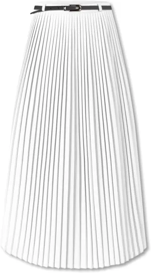 SANGTREE Women Long Pleated Skirt, High Waisted Stretchy Flowy Casual Outdoor Travel Accordion Weekend Skirt
