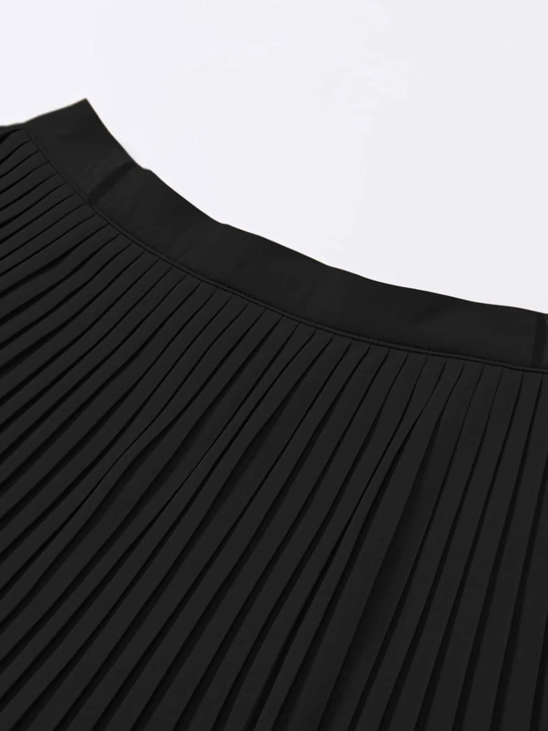 SANGTREE Women Long Pleated Skirt, High Waisted Stretchy Flowy Casual Outdoor Travel Accordion Weekend Skirt
