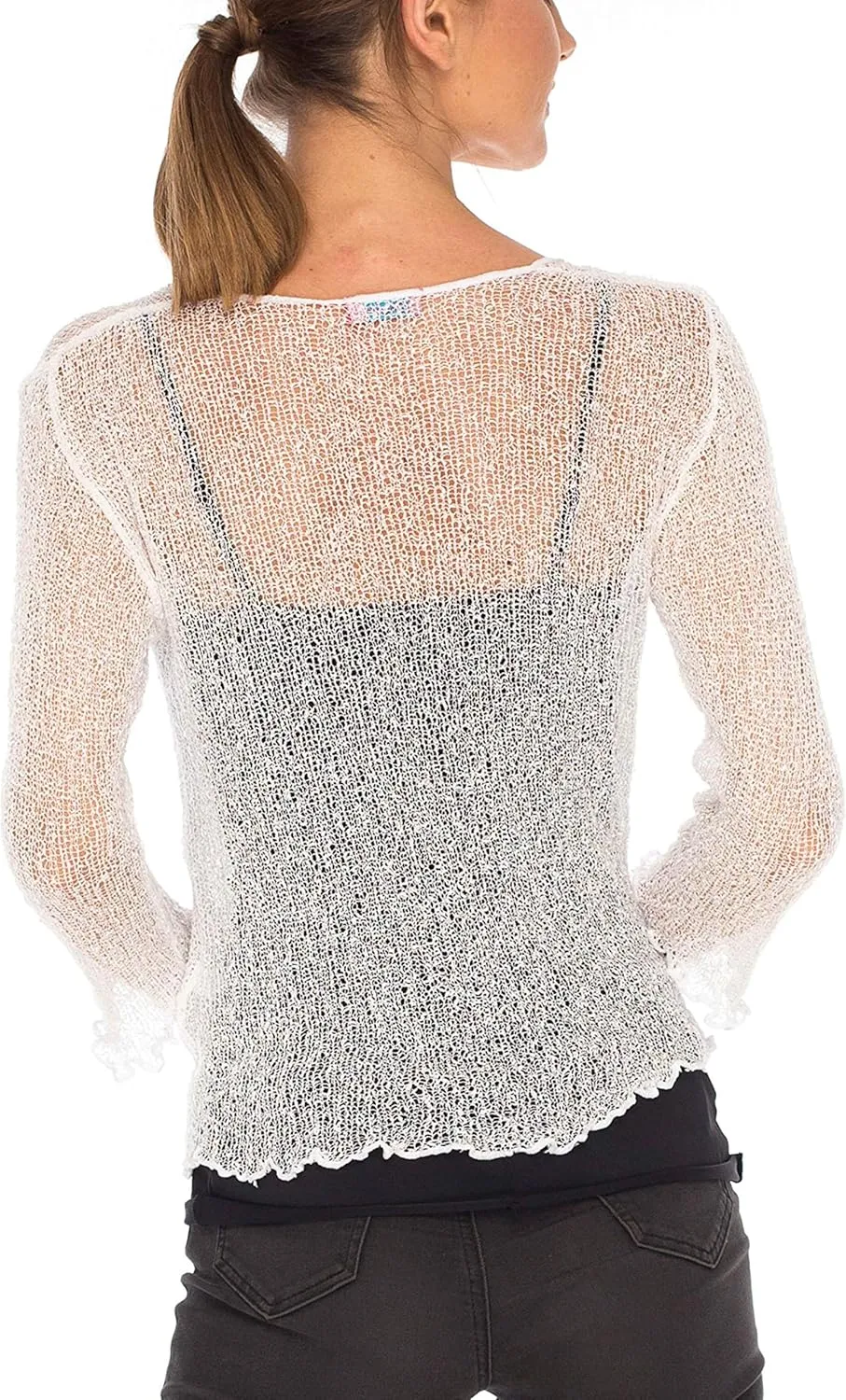 SHU-SHI Sheer Cardigans For Women Summer Knit Shrug Lightweight For Dresses Tie Top Open Front