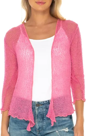 SHU-SHI Sheer Cardigans For Women Summer Knit Shrug Lightweight For Dresses Tie Top Open Front