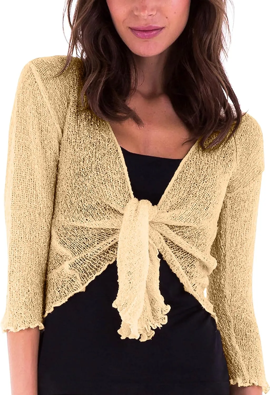 SHU-SHI Sheer Cardigans For Women Summer Knit Shrug Lightweight For Dresses Tie Top Open Front