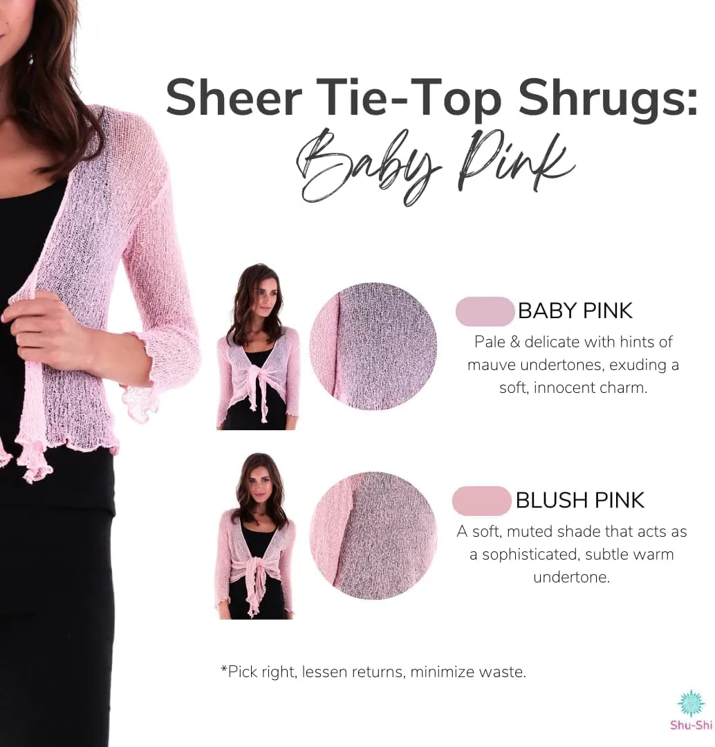 SHU-SHI Sheer Cardigans For Women Summer Knit Shrug Lightweight For Dresses Tie Top Open Front