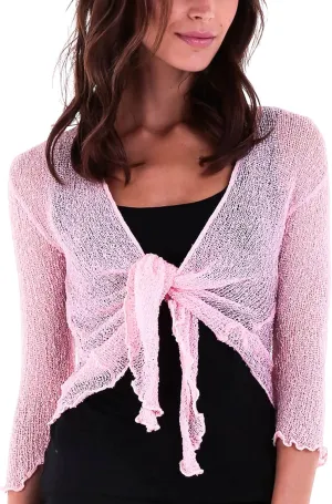 SHU-SHI Sheer Cardigans For Women Summer Knit Shrug Lightweight For Dresses Tie Top Open Front