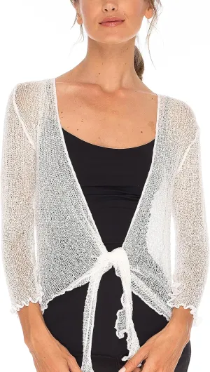 SHU-SHI Sheer Cardigans For Women Summer Knit Shrug Lightweight For Dresses Tie Top Open Front