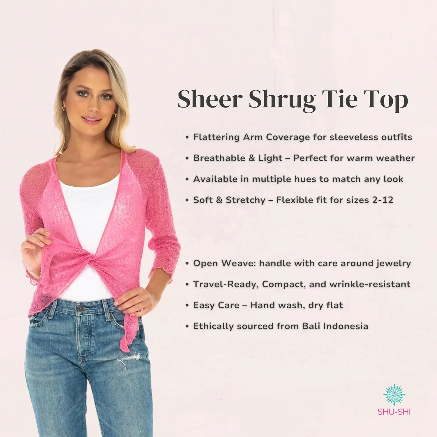 SHU-SHI Sheer Cardigans For Women Summer Knit Shrug Lightweight For Dresses Tie Top Open Front