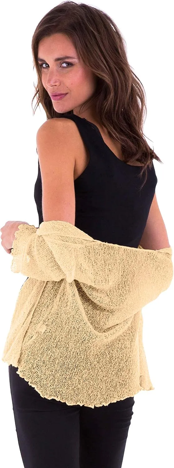 SHU-SHI Sheer Cardigans For Women Summer Knit Shrug Lightweight For Dresses Tie Top Open Front