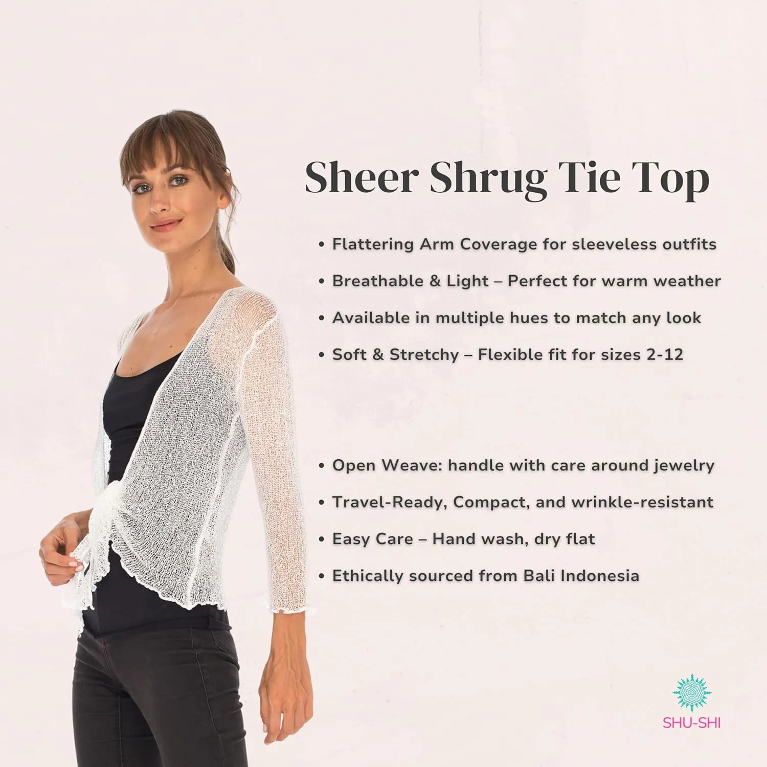SHU-SHI Sheer Cardigans For Women Summer Knit Shrug Lightweight For Dresses Tie Top Open Front