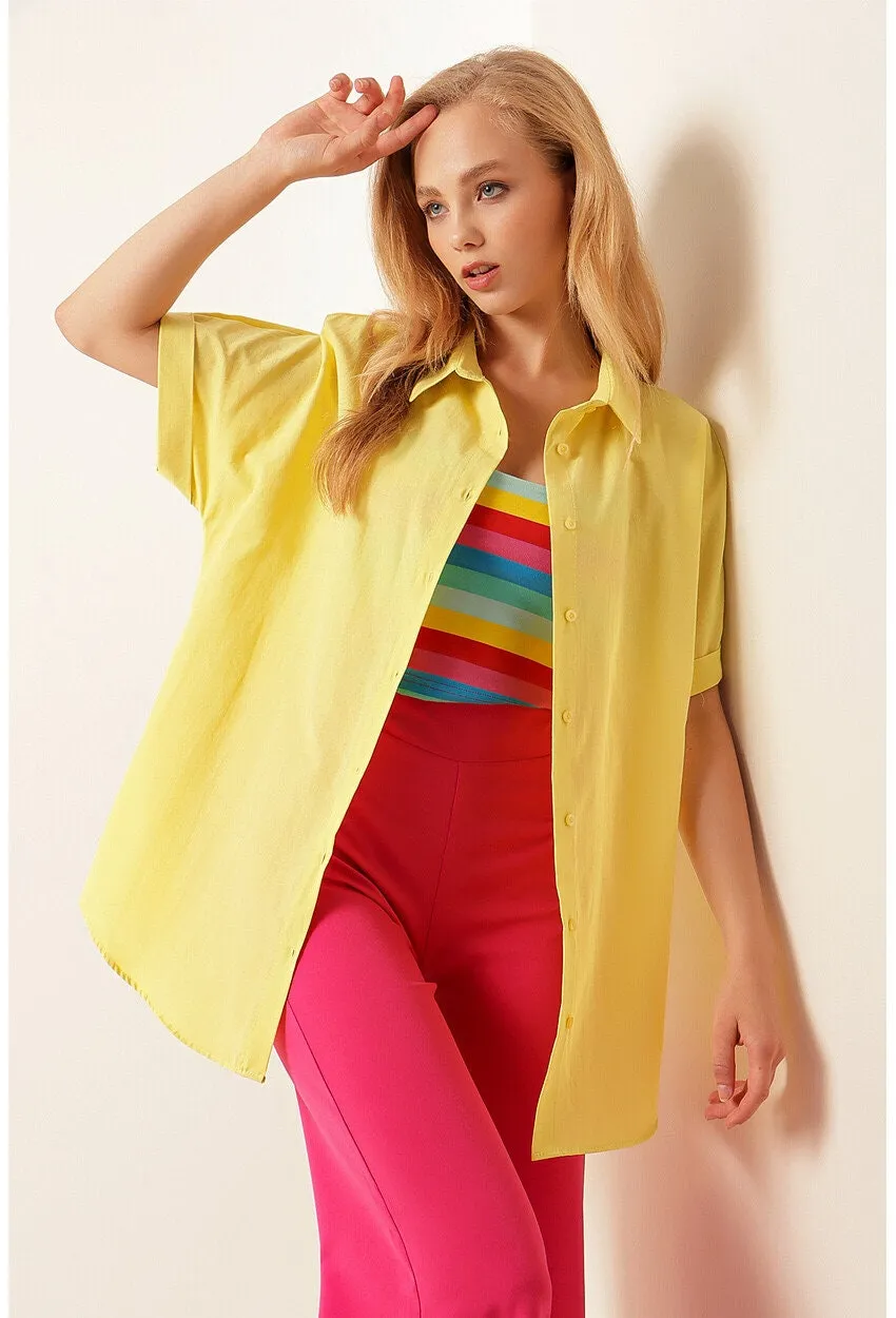 Sunshine Yellow Short Sleeve Blouse