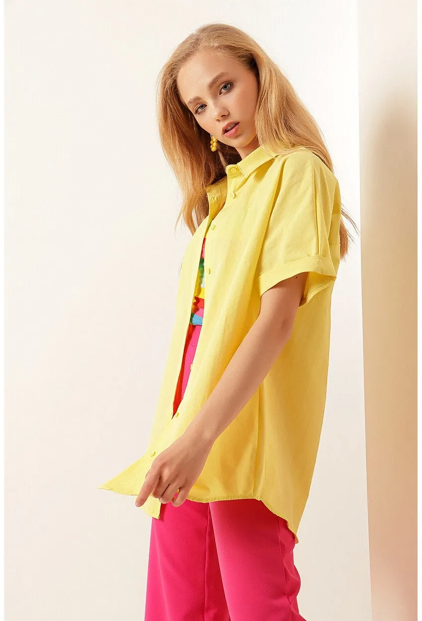 Sunshine Yellow Short Sleeve Blouse