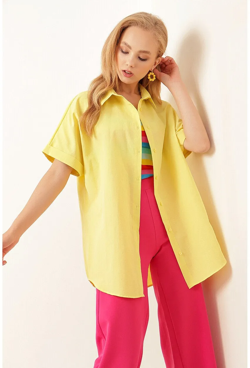 Sunshine Yellow Short Sleeve Blouse