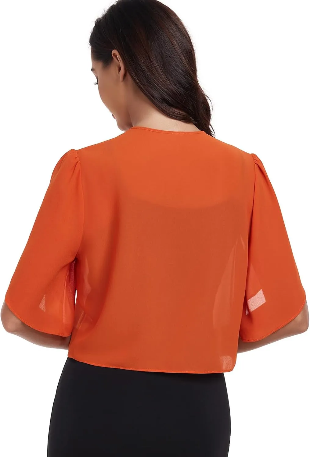 SURVODJA Womens Chiffon Cropped Cardigans Lightweight Sweaters Short Sleeve Bolero Shrugs for Dress