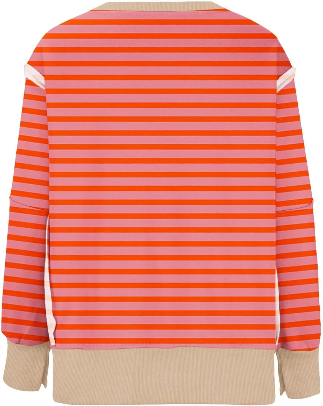 Sweatshirts for Women Striped Oversized Hoodies Long Sleeve Crewneck Fall Outfits Fashion Pullover Tops