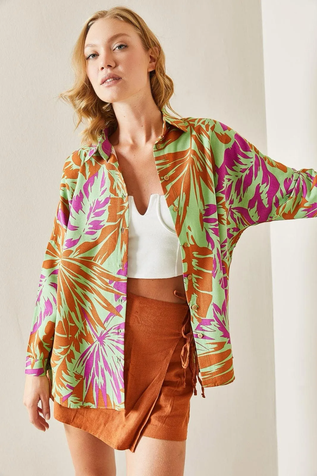 Tropical Harmony Linen-Blend Shirt