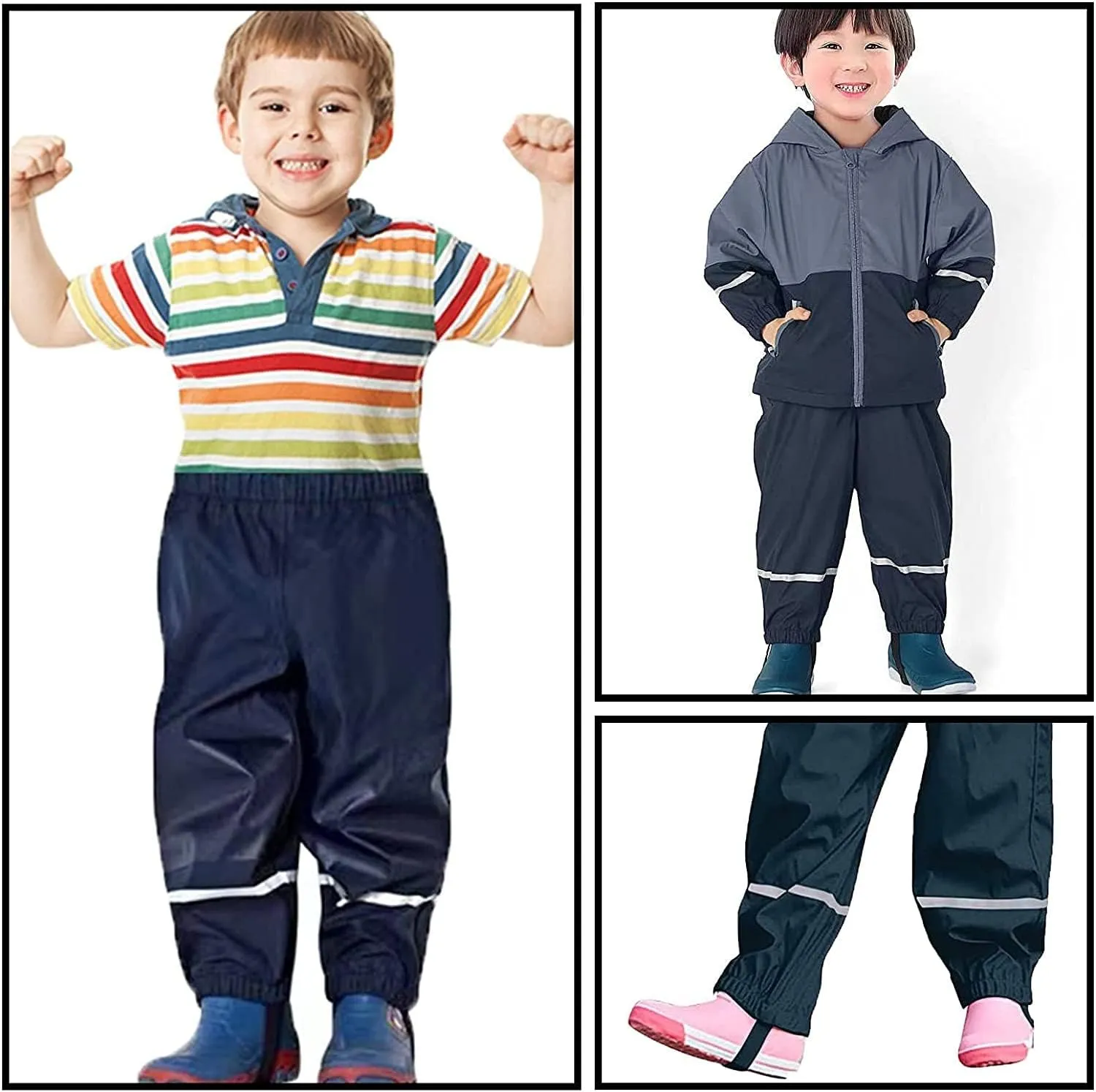Unisex rain Pants Children,Women Waterproof and Windproof rain Trousers Over Pants for Girls Boys 98-134