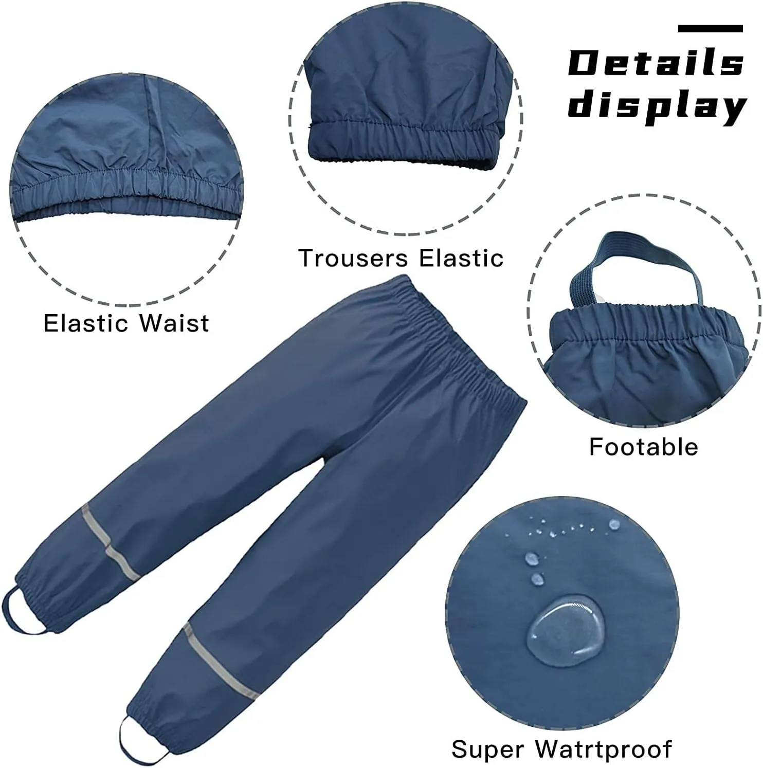 Unisex rain Pants Children,Women Waterproof and Windproof rain Trousers Over Pants for Girls Boys 98-134