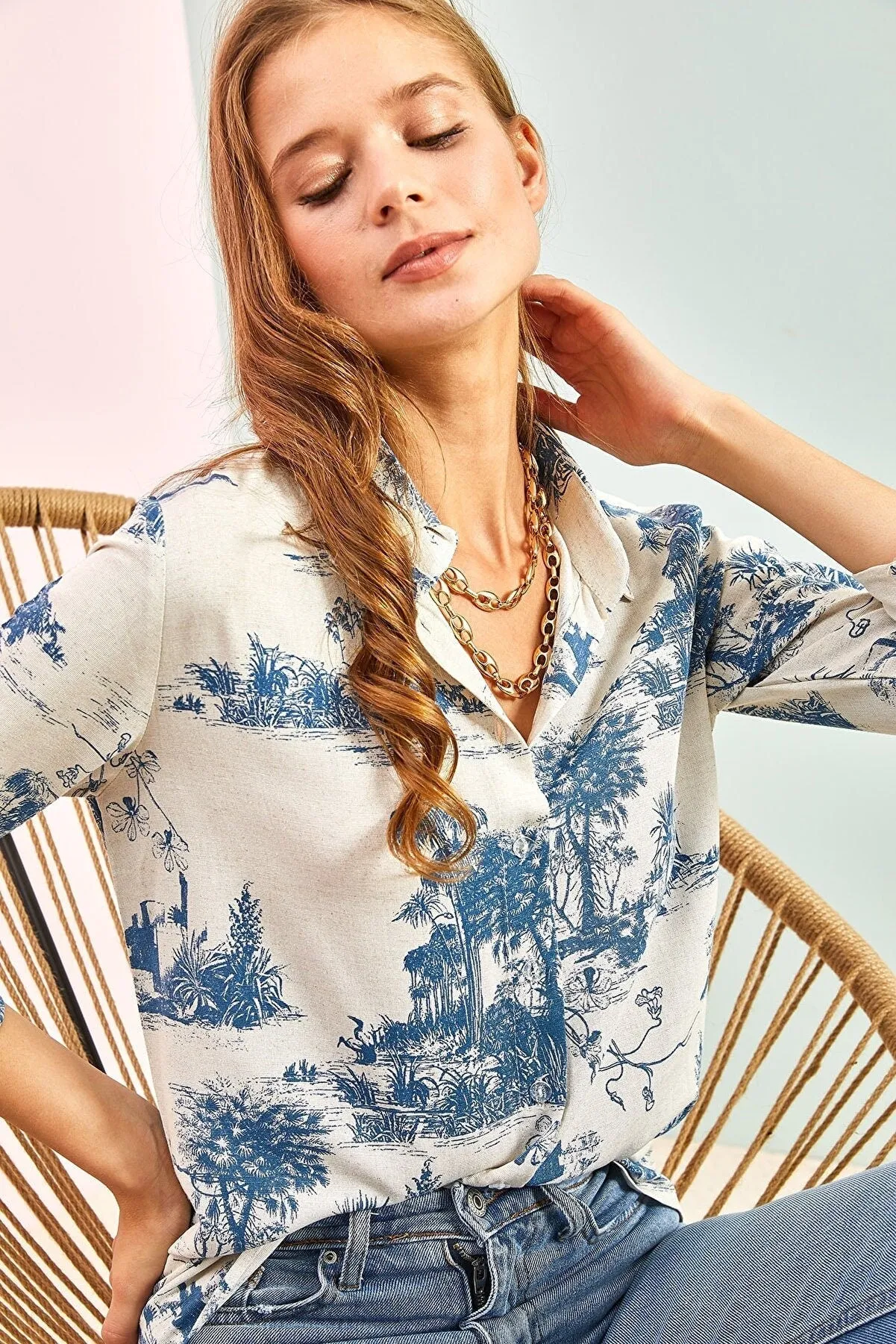 Vintage 1970s Landscape Blouse