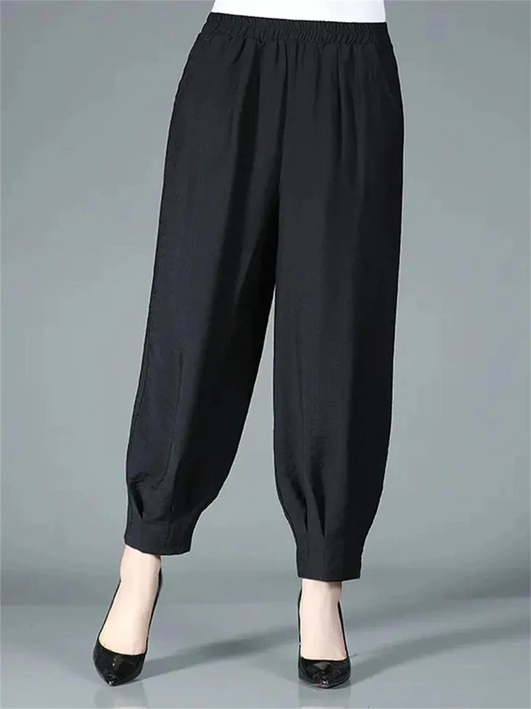 Women High Waist Bloomers Pants Baggy Casual Harem Trousers Ankle-Length Jogger Pantalones
