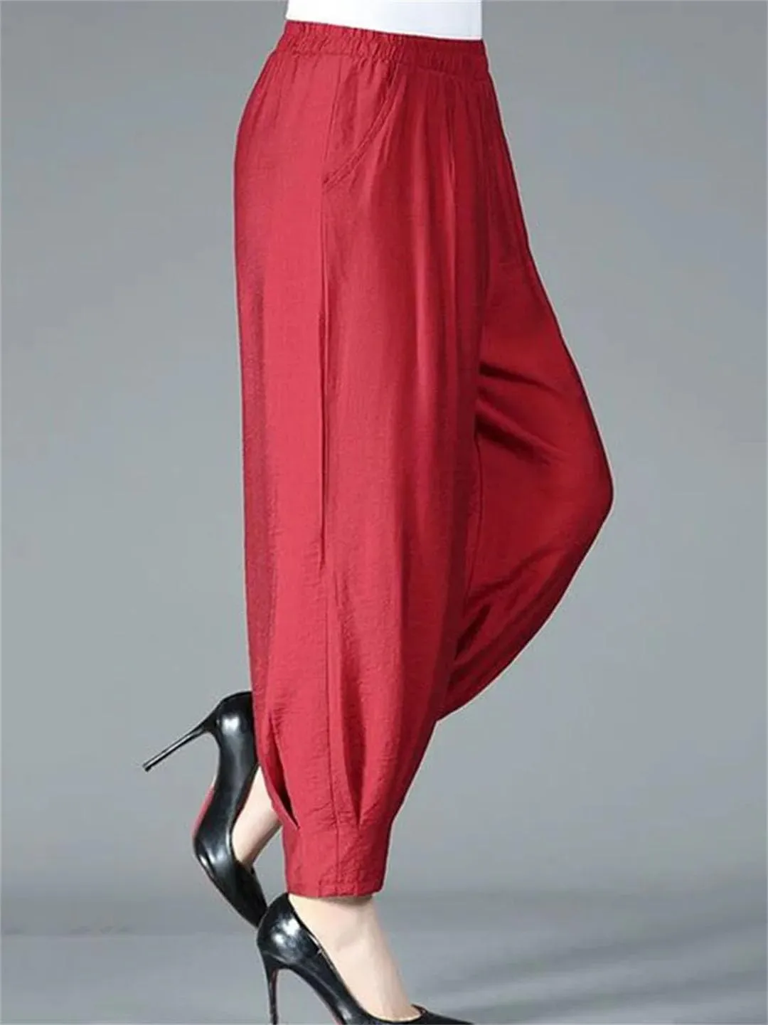 Women High Waist Bloomers Pants Baggy Casual Harem Trousers Ankle-Length Jogger Pantalones