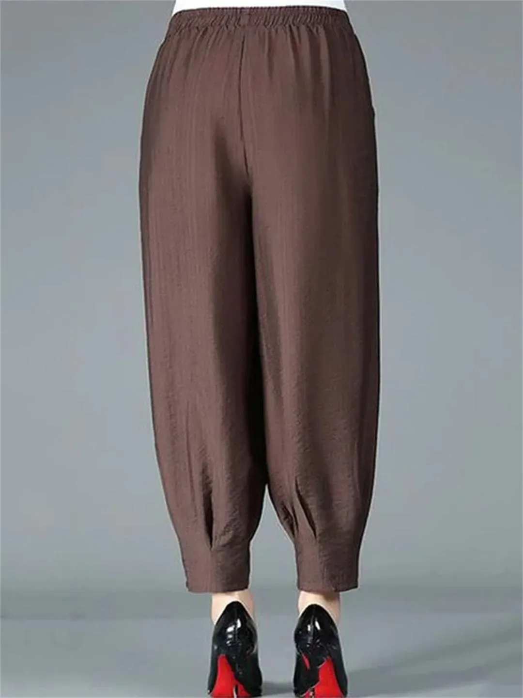 Women High Waist Bloomers Pants Baggy Casual Harem Trousers Ankle-Length Jogger Pantalones