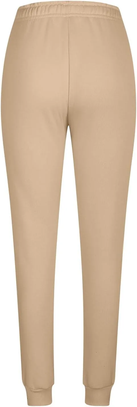 Womens Casual High Waist Trousers Elastic Waist Drawstring Long Pants Solid Color Sweatpants with Multi-Pockets