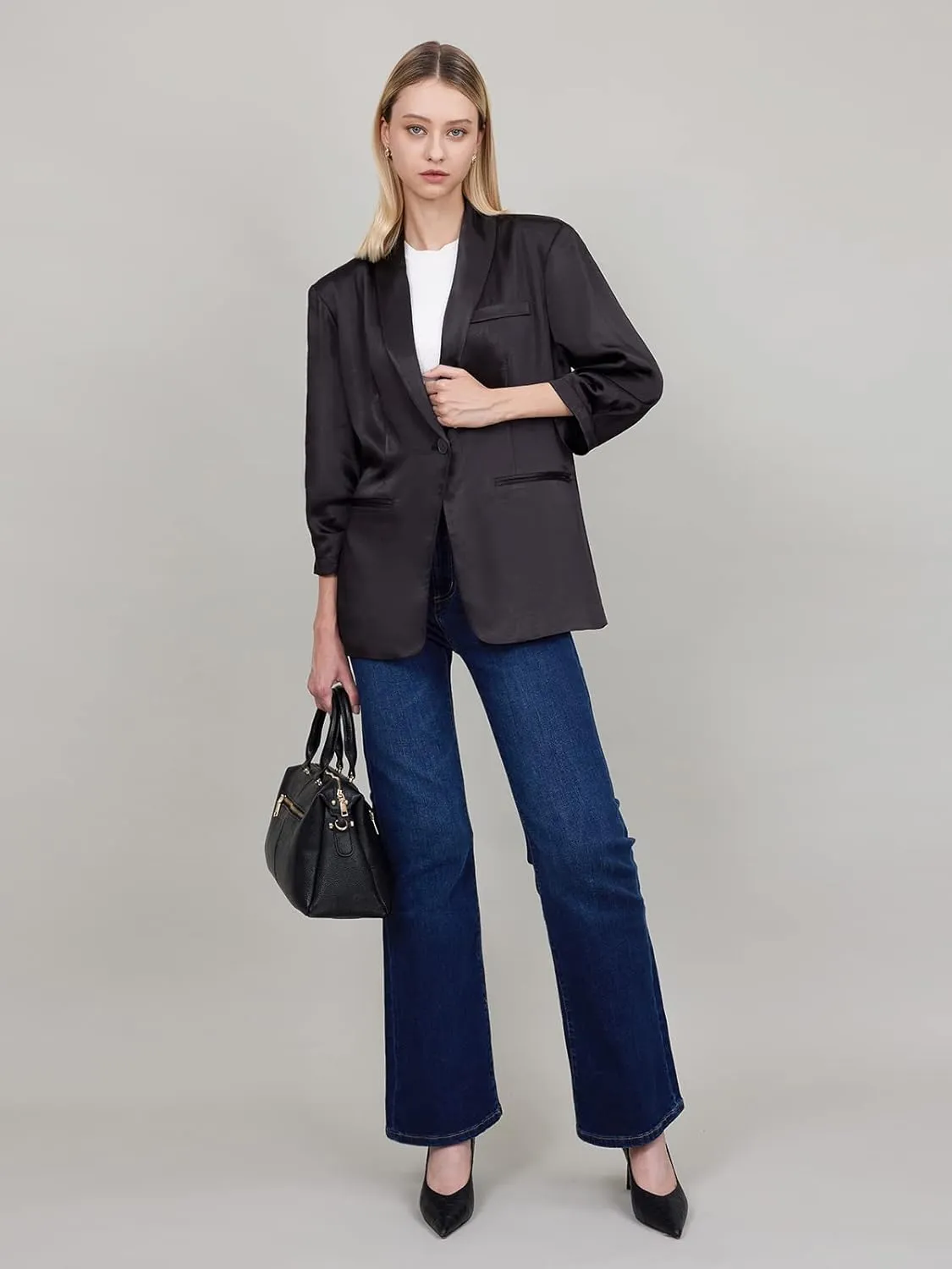 Womens Casual Open Front Long Sleeve Oversized Blazers Work Office Jackets Blazer