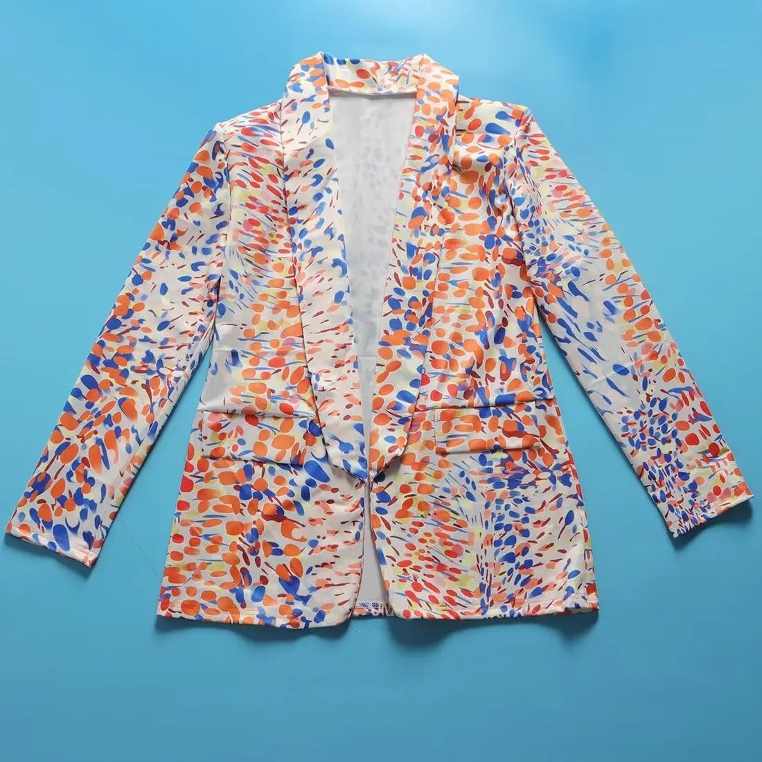 Womens Casual Printed Blazers Long Sleeve Open Front Office Work Suits Blazer Jackets Streetwear