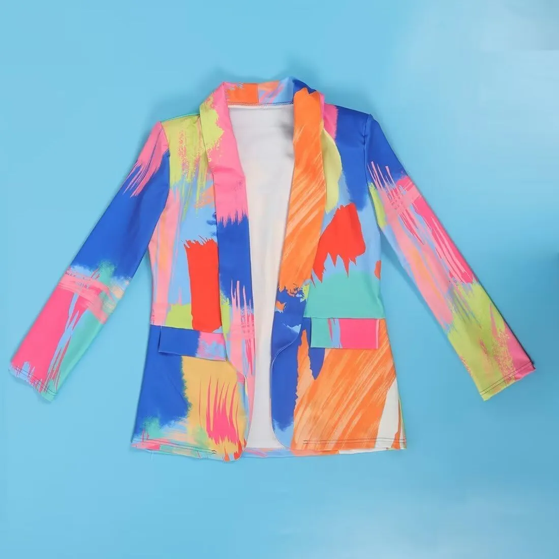 Womens Casual Printed Blazers Long Sleeve Open Front Office Work Suits Blazer Jackets Streetwear