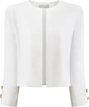Women's Collarless Blazers 3/4 Sleeve Dressy Casual Cropped Jacket