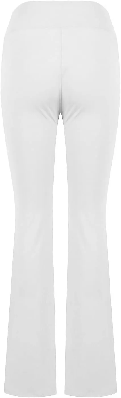 Women's Flared Lounge Pants Elastic Waist Linen Blend Trousers Lightweight Loose Fit Summer Beach Flowy