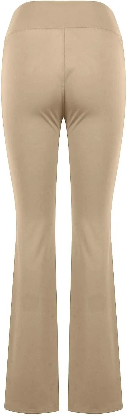 Women's Flared Lounge Pants Elastic Waist Linen Blend Trousers Lightweight Loose Fit Summer Beach Flowy