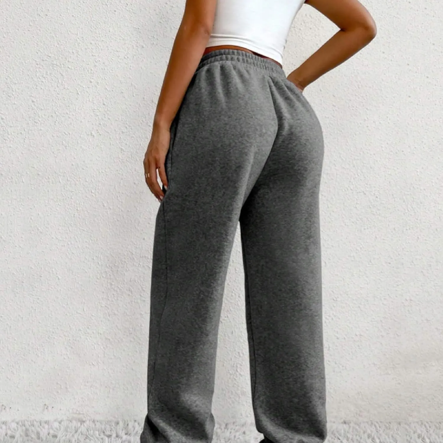 Women's High Waisted Jogger Pants Basic Elastic Waist Trousers Casual Solid Color Lounge Wear