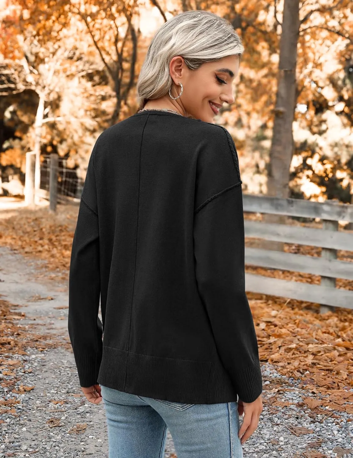 Zeagoo Women's Oversized Button Cardigan Sweaters 2024 Fall Open Front Lightweight Cardigans V Neck Loose Knit Outwear