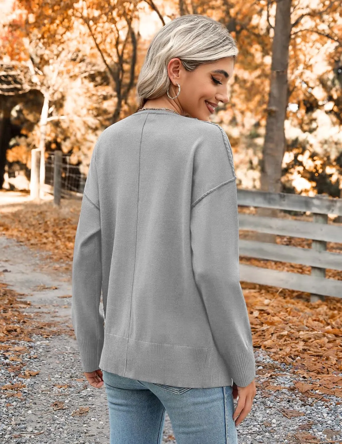 Zeagoo Women's Oversized Button Cardigan Sweaters 2024 Fall Open Front Lightweight Cardigans V Neck Loose Knit Outwear