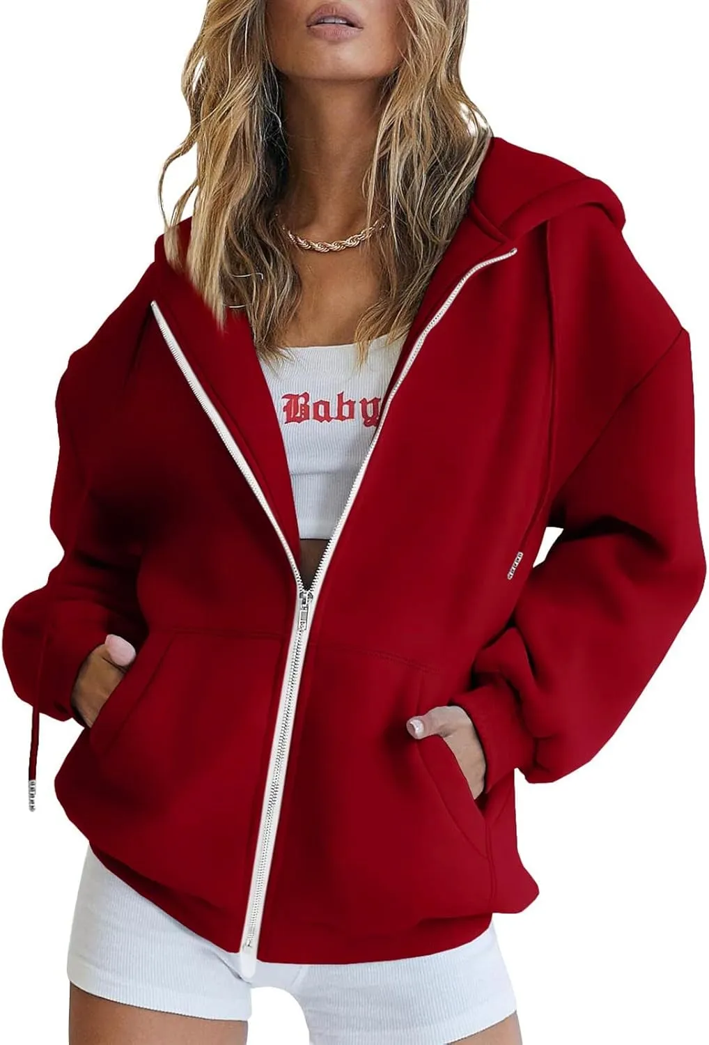 Zip Up Hoodies for Women Oversized Long Sleeve Sweatshirts Casual Y2K Fashion Jackets with Pockets 2024 Fall