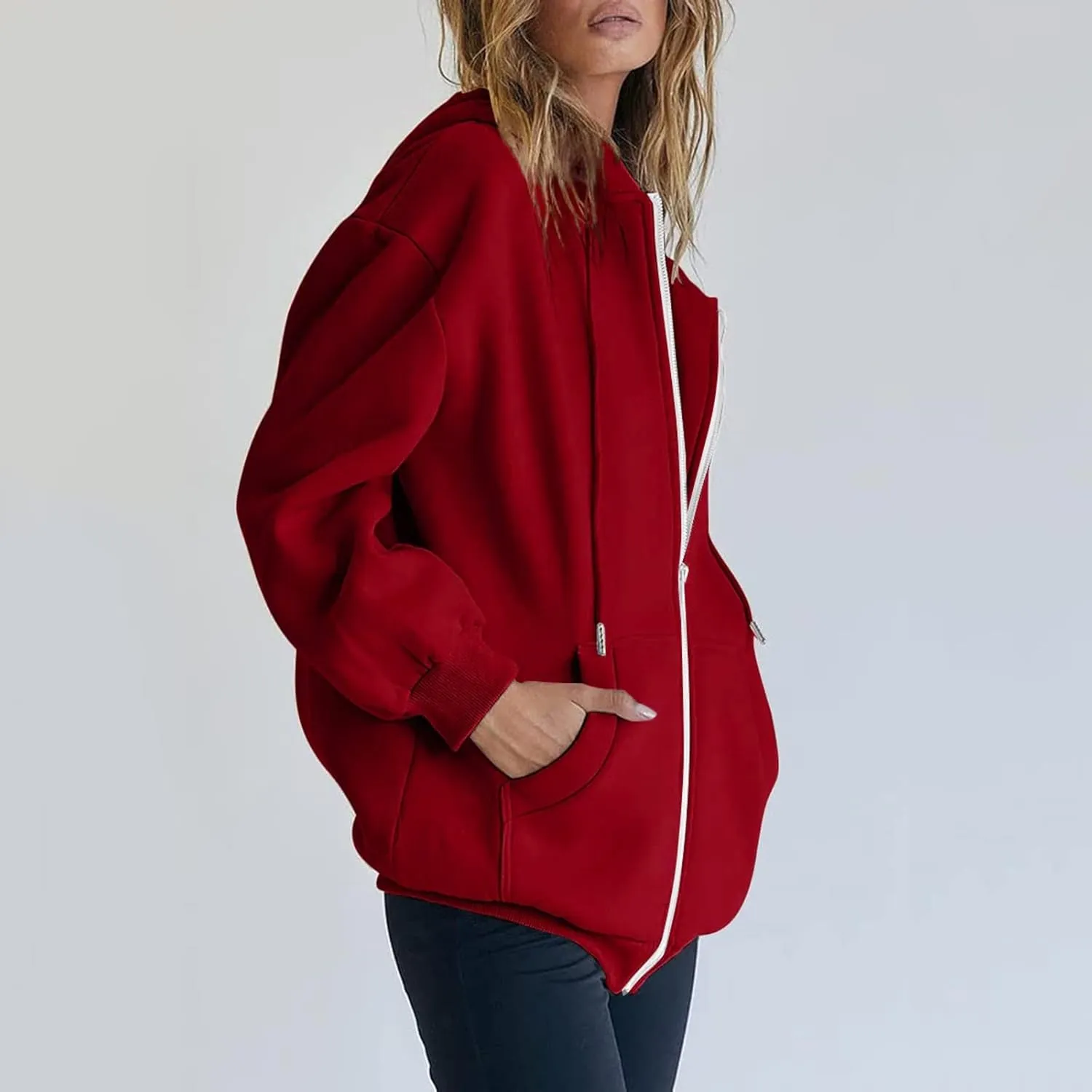 Zip Up Hoodies for Women Oversized Long Sleeve Sweatshirts Casual Y2K Fashion Jackets with Pockets 2024 Fall